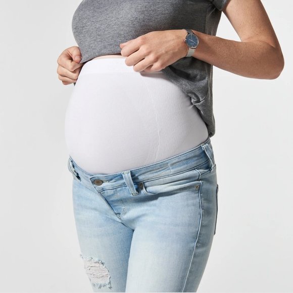 NEW BLANQI Maternity Postpartum Denim Skinny Jeans Bellyband Light Wash … - Picture 1 of 13